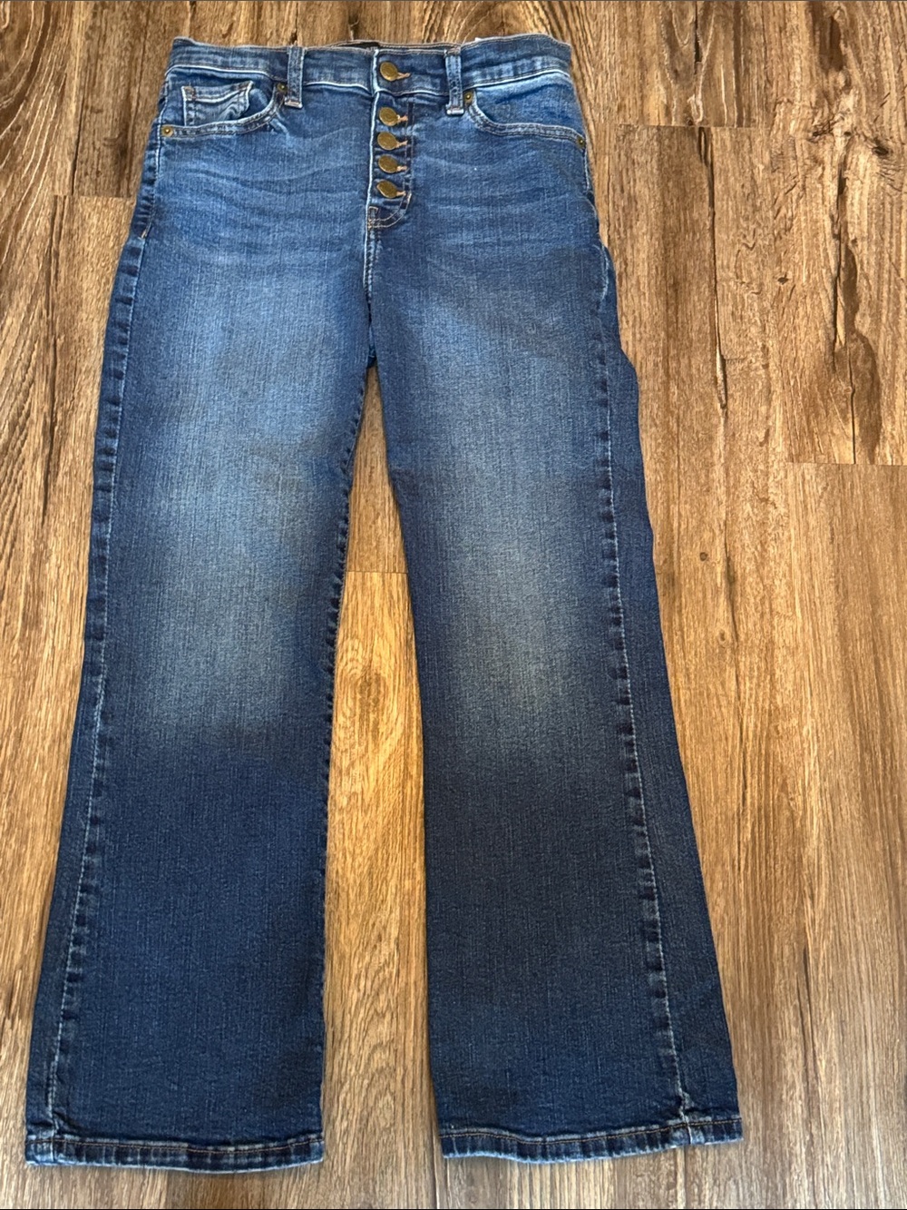 Banana Republic High-Rise Button-Fly Cropped Flare Leg Jeans - Blue